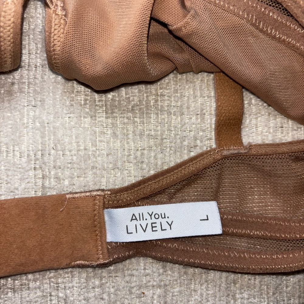 Lively All.You Bralette Large Mocha Brown Mesh Wireless Everyday Bra Soft Girl - Picture 3 of 7